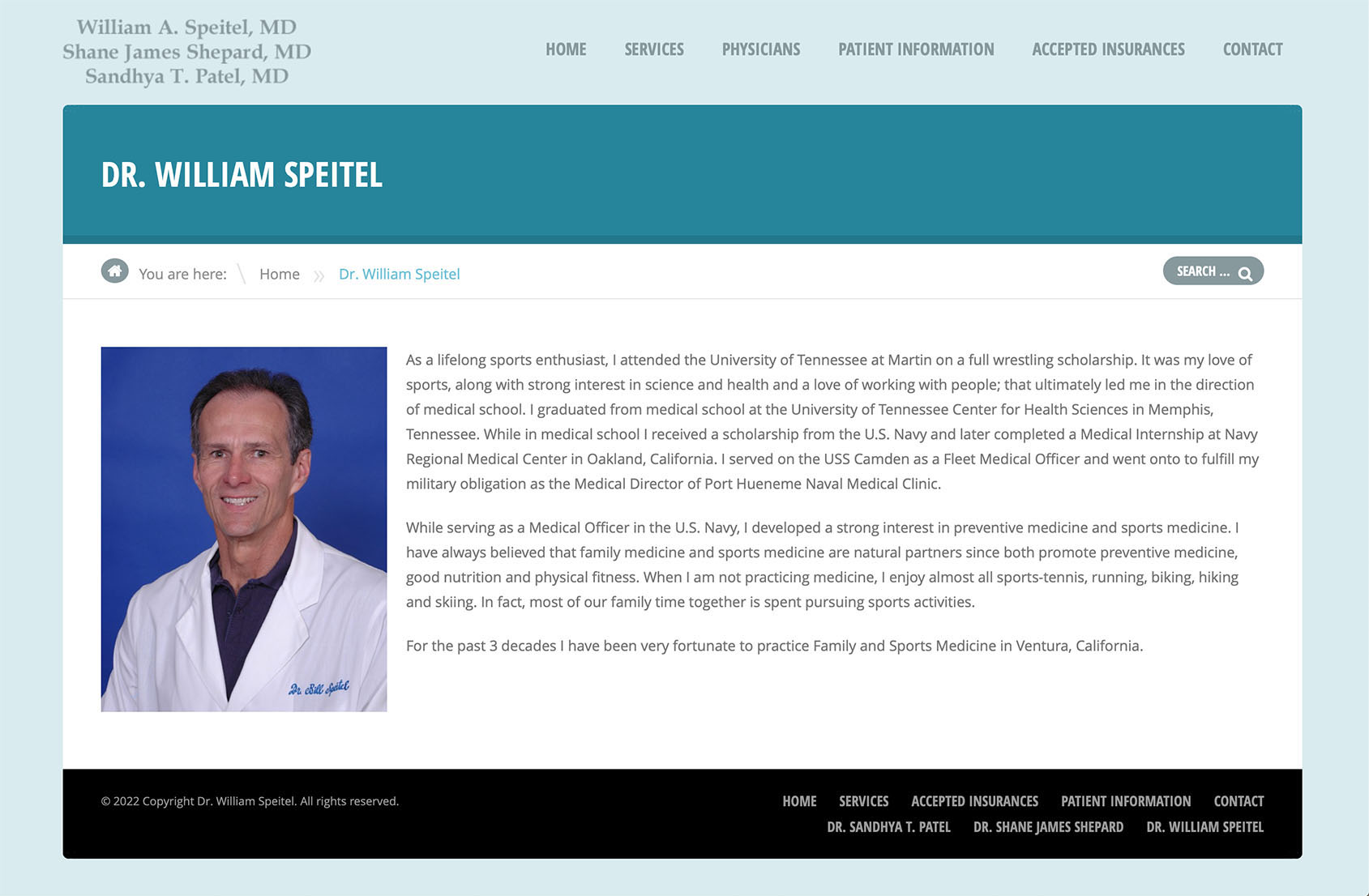 Physician page for William A. Speitel MD